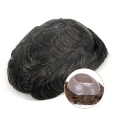 Apollo Men's Toupee |Trendy Mono Base with Scallop Front in 1B20 color