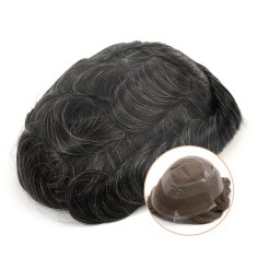 Versalite | Men’s Hair System | Fine Mono with PU Cutaways in 1B20 color