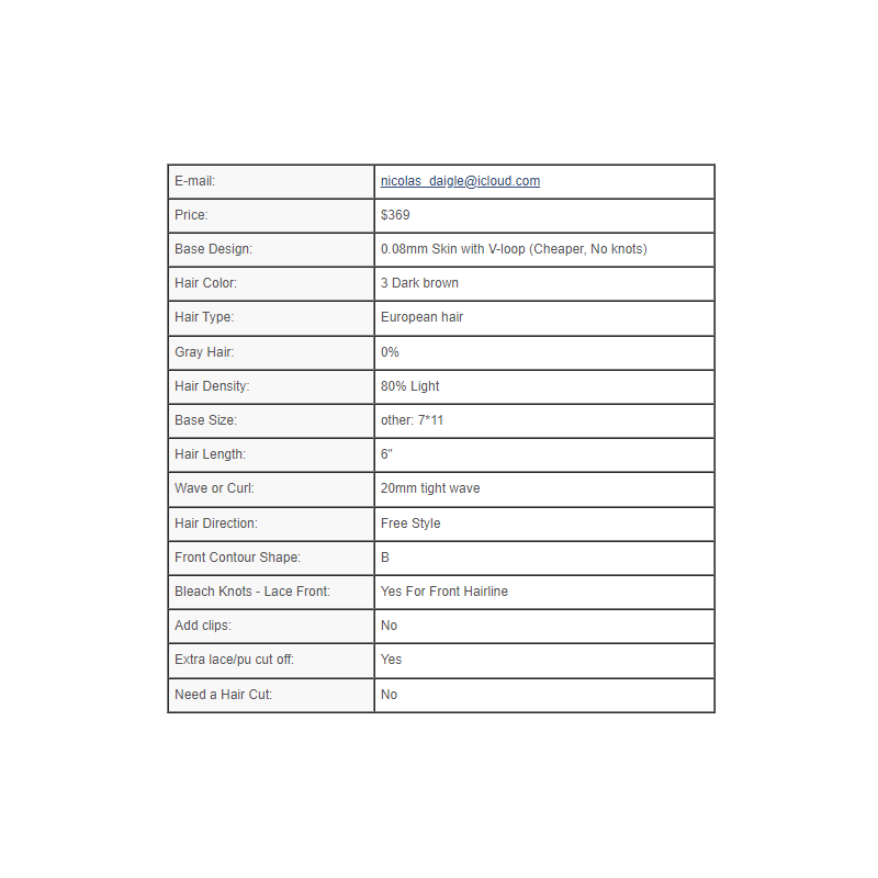 Custom Made Hair System