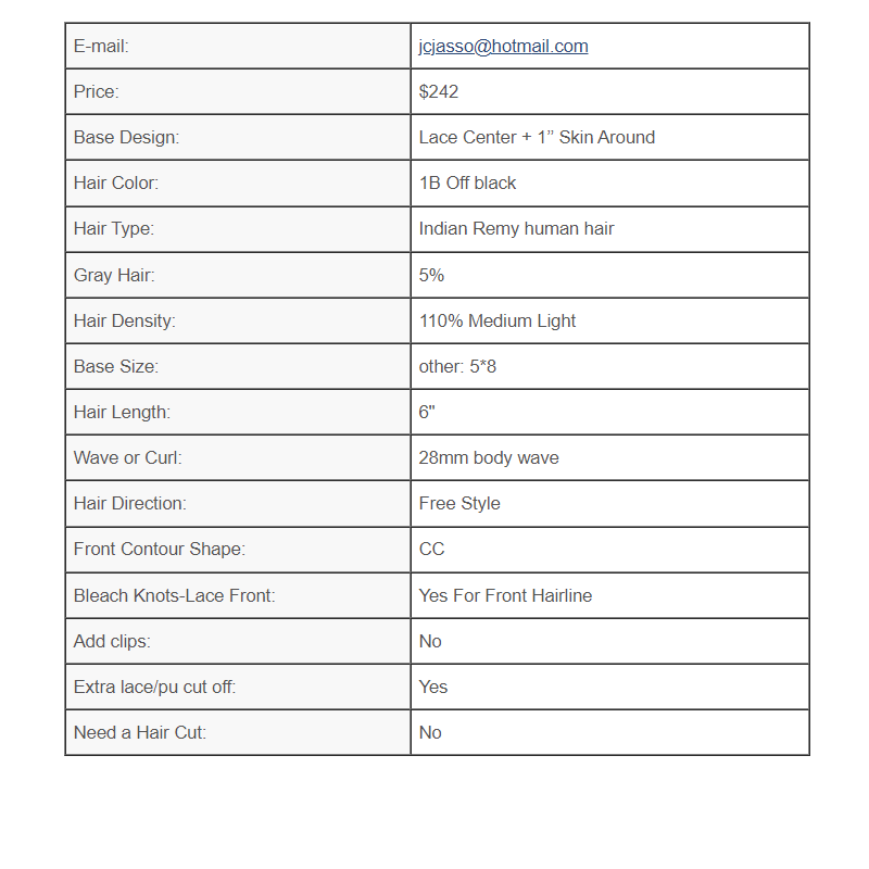 Custom Made Hair System