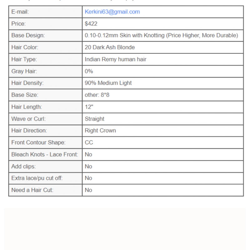 Custom Made Hair System